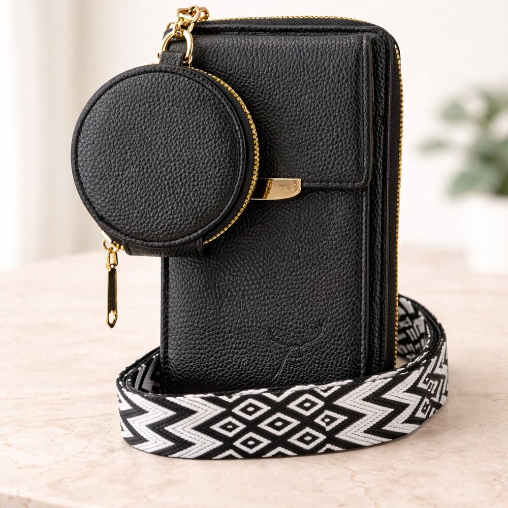 FATHERS DAY DEALS Crossbody Wallet Phone Case, Vegan Leather  Zipper Bag